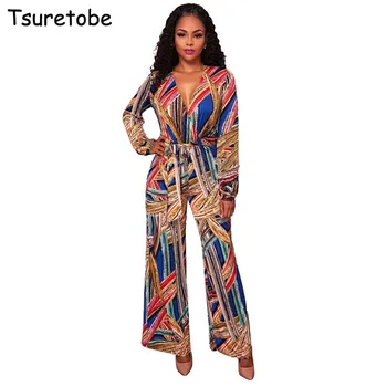 Tsuretobe Women Printed Jumpsuits Wide Leg Fashion Deep V Neck With Sashes Long Sleeve Rompers Womens Jumpsuit Casual Overalls
Tsuretobe Women Printed Jumpsuits Wide Leg Fashion Deep V Neck With Sashes Long Sleeve Rompers Womens Jumpsuit Casual Overalls