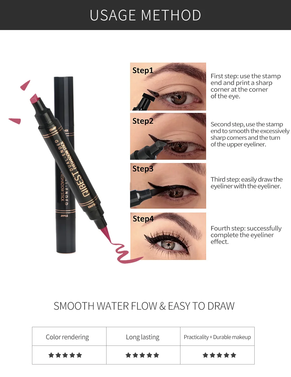 2in1 Waterproof Long-lasting Quick-drying Eyeliner Double-head Pen Liquid Eyeliner Pen Eyeliner Pen Eye Stamp TSLM1
2in1 Waterproof Long-lasting Quick-drying Eyeliner Double-head Pen Liquid Eyeliner Pen Eyeliner Pen Eye Stamp TSLM1