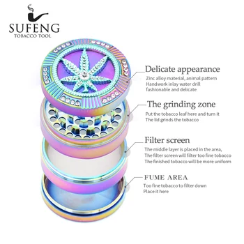 New type with drilling zinc alloy 4-layer tobacco grinder, ice blue fashionable maple leaf tobacco grinder, a variety of choices
New type with drilling zinc alloy 4-layer tobacco grinder, ice blue fashionable maple leaf tobacco grinder, a variety of choices