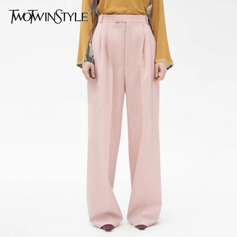 TWOTWINSTYLE Solid Women's Wide Leg Pants High Waist Ruched Maxi Pants Female 2019 Autumn Korean Style Fashion Casual Clothing
TWOTWINSTYLE Solid Women's Wide Leg Pants High Waist Ruched Maxi Pants Female 2019 Autumn Korean Style Fashion Casual Clothing