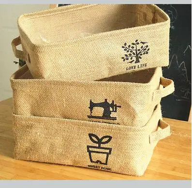 Jute storage box bag Desktop stationery cosmetic finishing box waterproof storage basket Shallow mouth glove box
Jute storage box bag Desktop stationery cosmetic finishing box waterproof storage basket Shallow mouth glove box