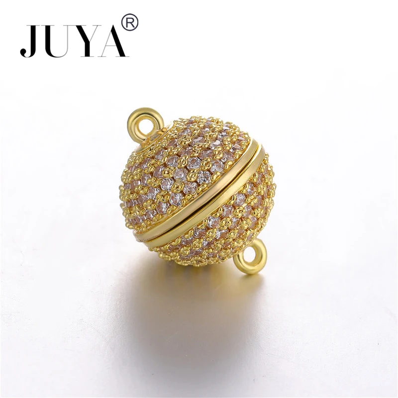 

4 Size Luxury AAA Cubic zirconia Ball Magnetic Clasps For Jewelry Making DIY Bracelets Necklaces End Cap Clasp Accessories