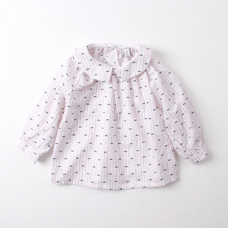 770102732 Wholesale 2017 Spring Baby Girls Blouses Fashion Print Bows Peter Pan Collar Tops Kids Clothes Supplier Lots | Детская одежда