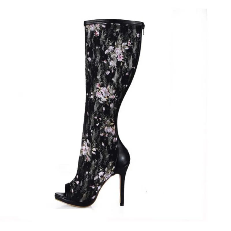 2018 Big Size 43 New Breathable Mesh Knee High Boots Women High Heels Sexy Long Boot Summer Flower Open Toe Pumps Platform Shoes 
2018 Big Size 43 New Breathable Mesh Knee High Boots Women High Heels Sexy Long Boot Summer Flower Open Toe Pumps Platform Shoes