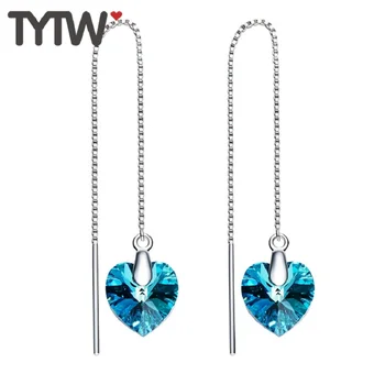TYTW S925 Silver Crystals form Austrian Blue Fashion Earrings Chic for Women Heart Jewelry Customize Long Earring
TYTW S925 Silver Crystals form Austrian Blue Fashion Earrings Chic for Women Heart Jewelry Customize Long Earring