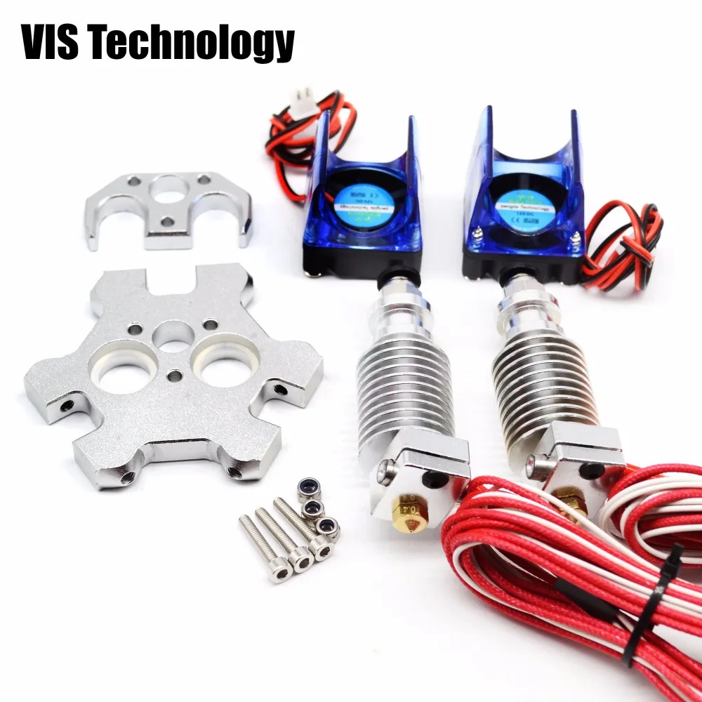 V6 Dual Head Extruder HotEnd with 0.4mm Nozzle 12V Cooling Fan and Effector for 1.75mm Filament
V6 Dual Head Extruder HotEnd with 0.4mm Nozzle 12V Cooling Fan and Effector for 1.75mm Filament