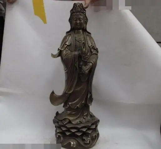 S03456 Chinese buddhism bronze copper drip Kwan-yin Bodhisattva Avalokiteshvara Statue B0403