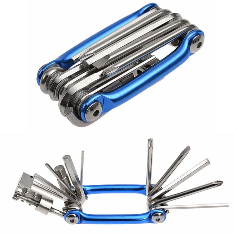 Фото Pocket 11 In 1 Folding Bicycle Tire Repair Kits Multitool Wrench Screwdriver Chain Cutter Cycling EDC Bike Tools Set | Спорт и