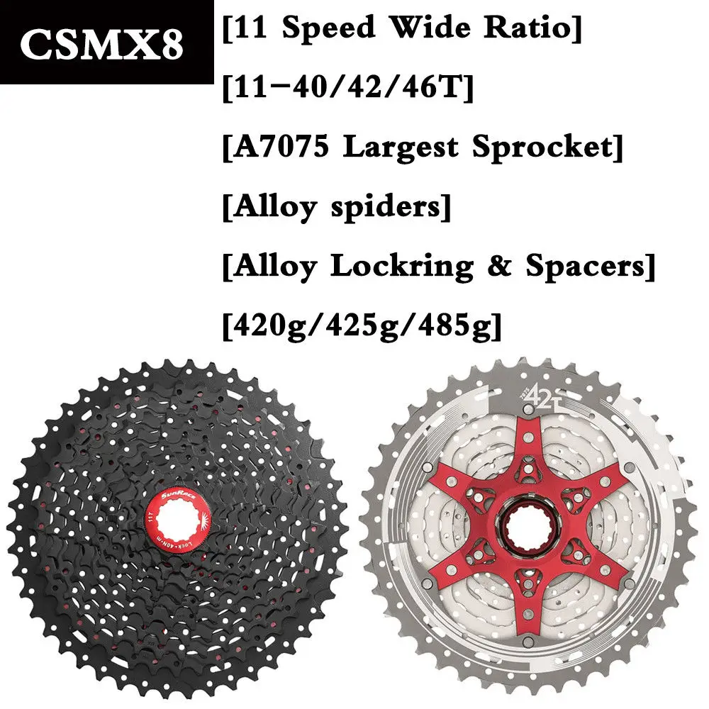 SunRace CSMX8 Mountain Bike Freewheel Bicycle Cassette Freewheels 11 Speed 11-40/42/46T Fit Shimano
SunRace CSMX8 Mountain Bike Freewheel Bicycle Cassette Freewheels 11 Speed 11-40/42/46T Fit Shimano
