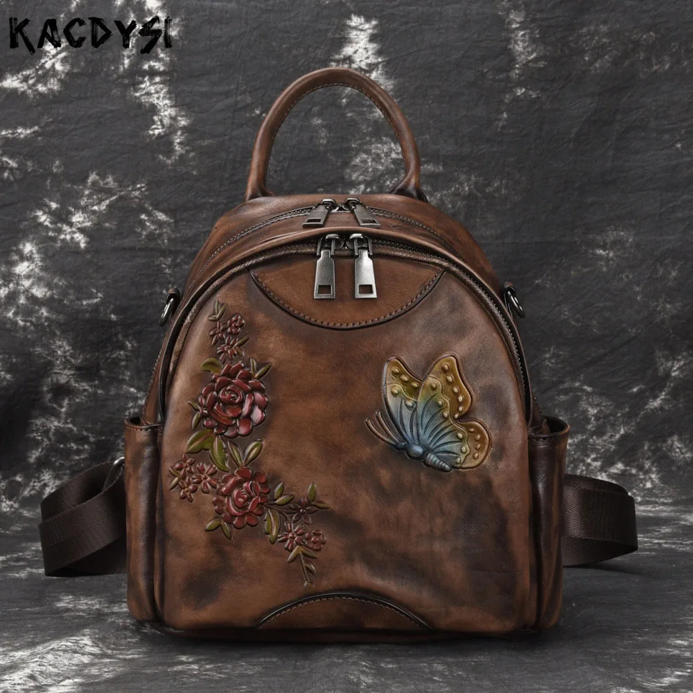Handmade Genuine Leather Retro Women Backpack Embossed Hand Colored Multifunctional Bookbags Leisure School Bags Travel Knapsack
Handmade Genuine Leather Retro Women Backpack Embossed Hand Colored Multifunctional Bookbags Leisure School Bags Travel Knapsack