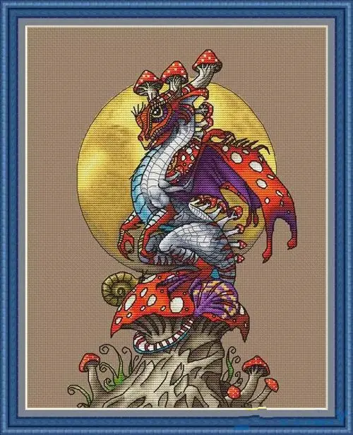 Gold Collection Beautiful Counted Cross Stitch Kit Mushroom Red Dragon and Moon Eastern God Monster 
Gold Collection Beautiful Counted Cross Stitch Kit Mushroom Red Dragon and Moon Eastern God Monster