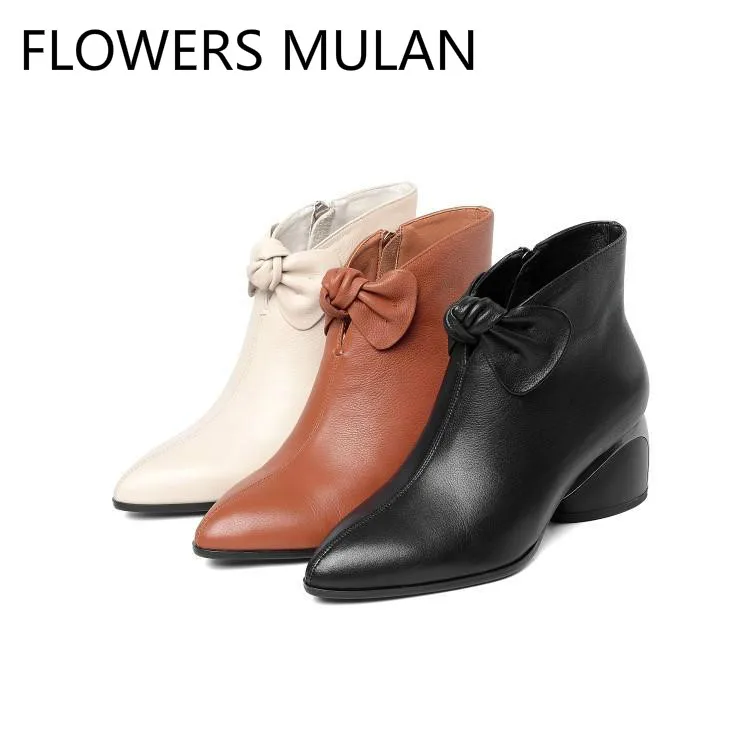Chic Knot Bowtie Ankle Boots For Women Round Toe Chunky Heel Winter Shoes Woman Side Zipper Ladies Booties Runway Zapatos Mujer
Chic Knot Bowtie Ankle Boots For Women Round Toe Chunky Heel Winter Shoes Woman Side Zipper Ladies Booties Runway Zapatos Mujer