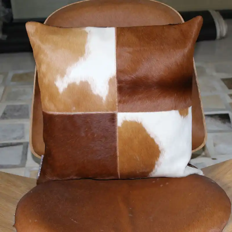 Hand Made Real Cow Leather Throw For Furniture Upholstery 45 45cm