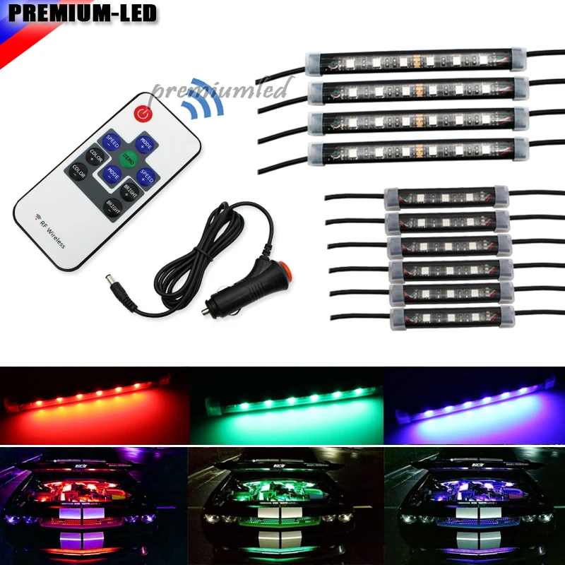 Universal Fit 42-LED RGB Multi-Color LED Engine Bay or Under Car Ambient Decorational Lighting Kit w/ Wireless Remote Control
Universal Fit 42-LED RGB Multi-Color LED Engine Bay or Under Car Ambient Decorational Lighting Kit w/ Wireless Remote Control