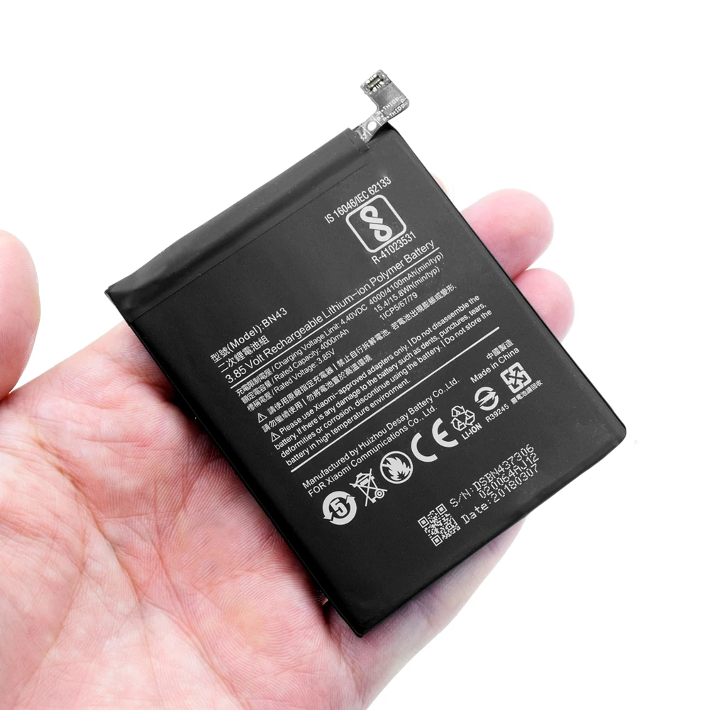 XiaoMi Lithium 3.85V 4100mAh Battery BN 43 BN -43 BN43 Rechargeable For Xiaomi Redmi Note 4X Mobile Phone Replacement
XiaoMi Lithium 3.85V 4100mAh Battery BN 43 BN -43 BN43 Rechargeable For Xiaomi Redmi Note 4X Mobile Phone Replacement