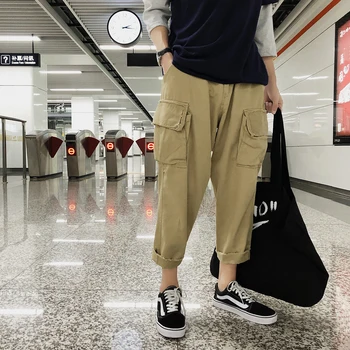2018 Korean Style Men's Fashion Pockets Decoration Bound Feet Casual Cargo Pants Loose Black/Khaki Color Trousers Size M-2XL
2018 Korean Style Men's Fashion Pockets Decoration Bound Feet Casual Cargo Pants Loose Black/Khaki Color Trousers Size M-2XL