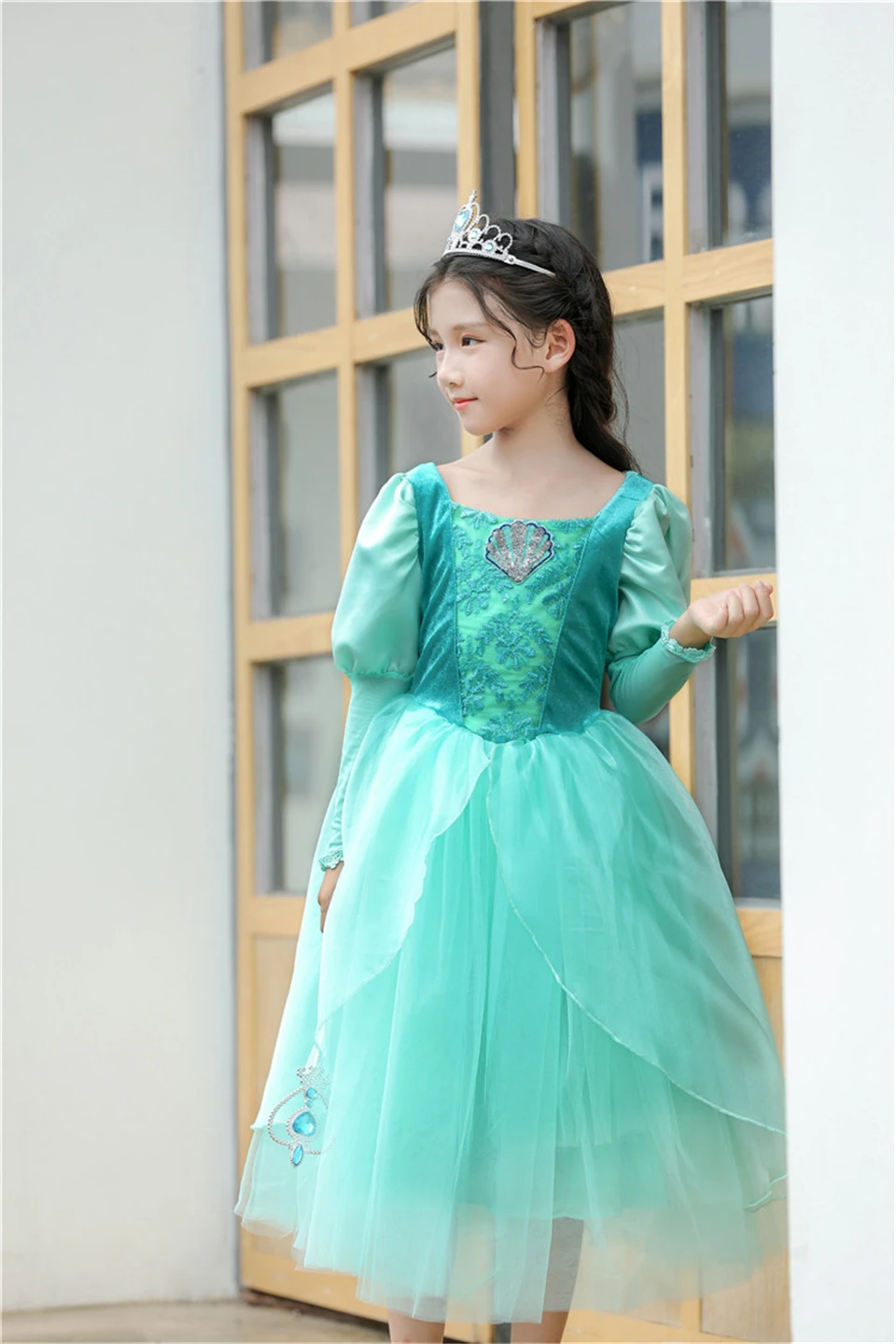 2022 Little Mermaid Costume wig Halloween Child Princess Arieling Dress