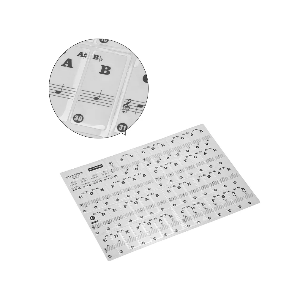 Removable Piano Stickers Keyboard Sticker Transparent for 37/ 49/ 61/ 88 Keys Keyboards for Kids Beginners Piano Practice
Removable Piano Stickers Keyboard Sticker Transparent for 37/ 49/ 61/ 88 Keys Keyboards for Kids Beginners Piano Practice
