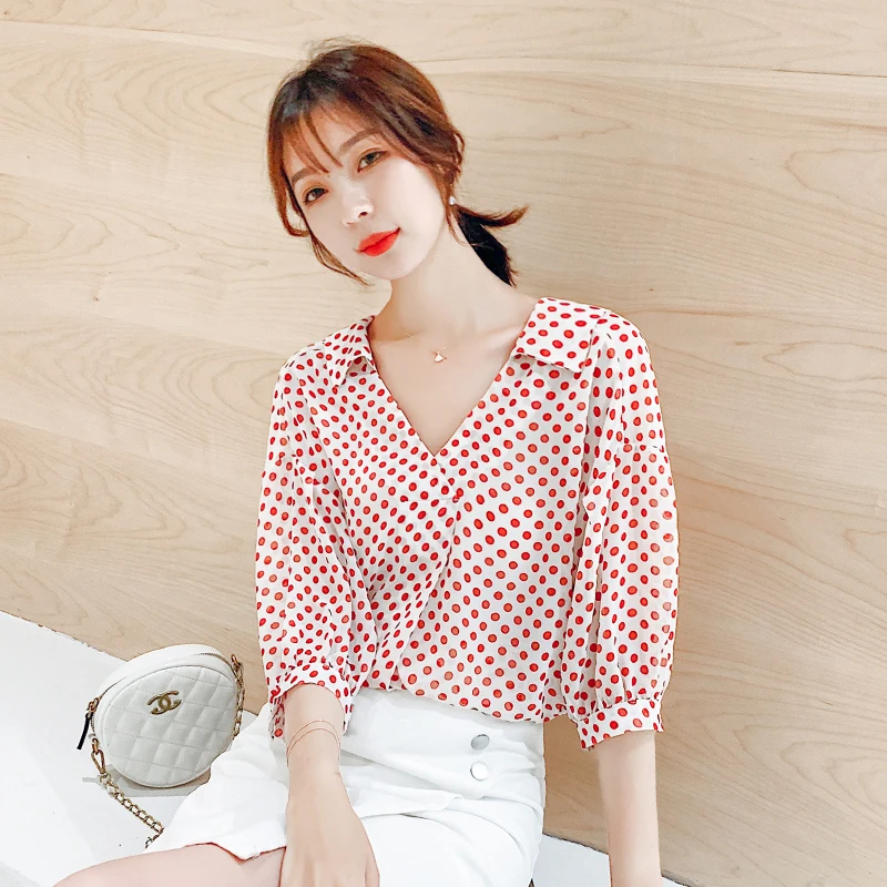 2019 Red Polka Dot Shirt And Tops Print Polka Dot Blouse XL XXL Plus Size Vneck Three Quarter Sleeve Shirts For Women
2019 Red Polka Dot Shirt And Tops Print Polka Dot Blouse XL XXL Plus Size Vneck Three Quarter Sleeve Shirts For Women