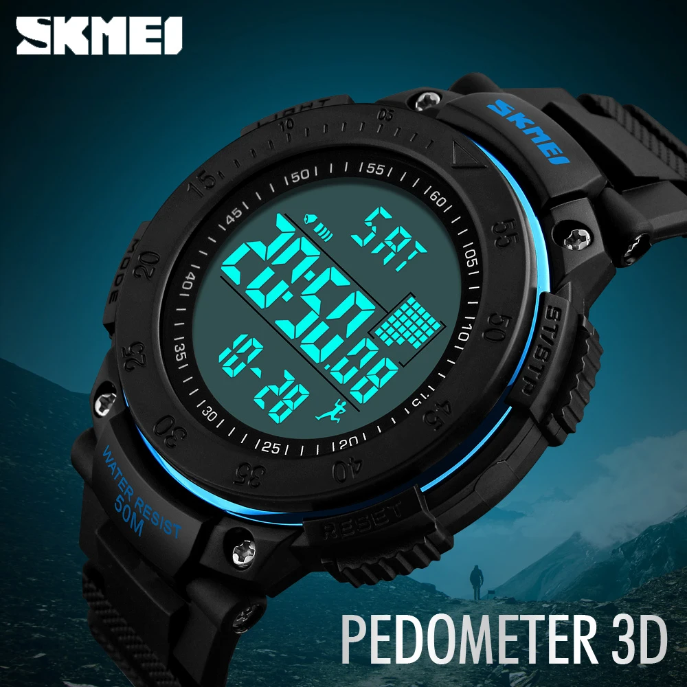 

SKMEI Men Sports Watches Pedometer 3D Multifunctional Relojes Waterproof Relogio Masculino LED Digital Wristwatches Relojes 1238