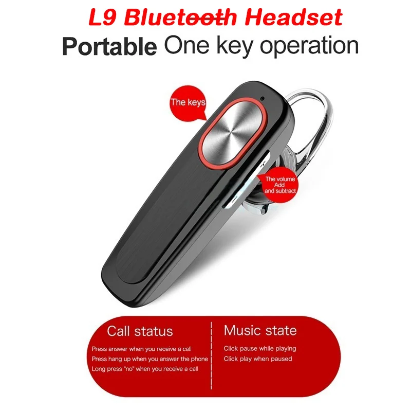 L9 In-Ear Wireless Bluetooth Headset with Mic Sports Handfree Wireless Headset Earbuds on-cord Control Earphone for Mobile Phone
L9 In-Ear Wireless Bluetooth Headset with Mic Sports Handfree Wireless Headset Earbuds on-cord Control Earphone for Mobile Phone