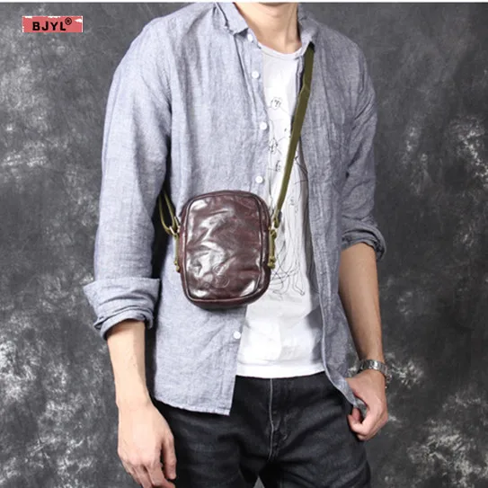 BJYL Retro casual head cowhide men shoulder crossbody bag male leather mini chest bag mobile phone bag
BJYL Retro casual head cowhide men shoulder crossbody bag male leather mini chest bag mobile phone bag