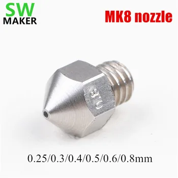 3D printer Reprap precision MK8 stainless steel/brass M6 nozzle 0.25/0.3/0.4/0.5/0.6/0.8mm For 1.75MM MK8 Creality Anet printer
3D printer Reprap precision MK8 stainless steel/brass M6 nozzle 0.25/0.3/0.4/0.5/0.6/0.8mm For 1.75MM MK8 Creality Anet printer