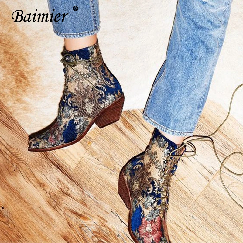 Baimier Genuine Leather Women Boots Handmade Embroider Lace Up Ankle Boots For Women Winter Warm Plush High Heels Boots Women
Baimier Genuine Leather Women Boots Handmade Embroider Lace Up Ankle Boots For Women Winter Warm Plush High Heels Boots Women