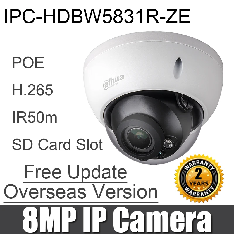 Dahua 8mp ip camera IPC-HDBW5831R-ZE replace IPC-HDBW5830R-Z 8MP Netwok Camera 50m IR Range Network Camera with POE IP67 IK10
Dahua 8mp ip camera IPC-HDBW5831R-ZE replace IPC-HDBW5830R-Z 8MP Netwok Camera 50m IR Range Network Camera with POE IP67 IK10