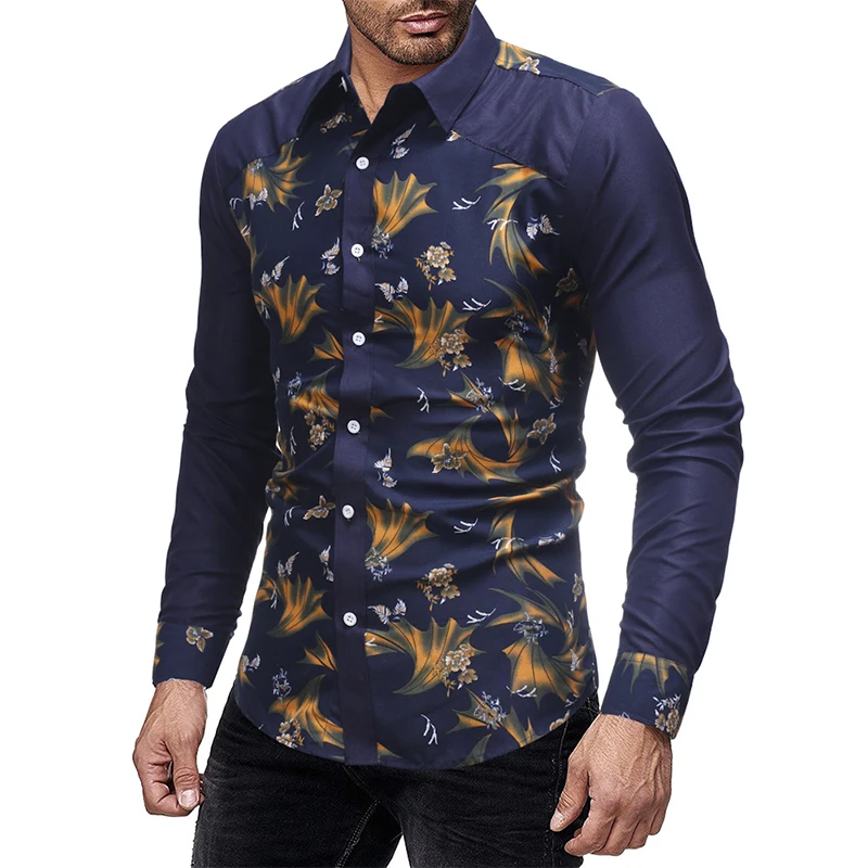Men Shirt 2019 Spring Summer Men's colorblock printing Long Sleeve Flower Print Shirt Male High Quality Dress Shirt
Men Shirt 2019 Spring Summer Men's colorblock printing Long Sleeve Flower Print Shirt Male High Quality Dress Shirt