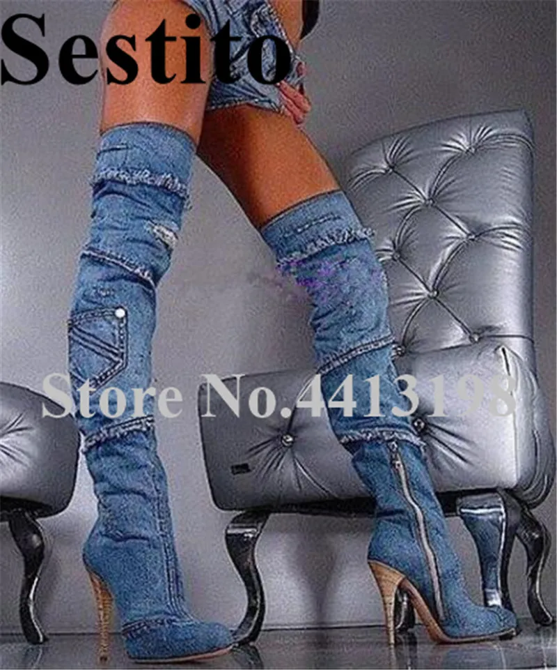 2019 European Fashion Denim Woman Long Boots Super High Heel Over-the-Knee Boots Pointed Toe Thin Heels Zip Fringe Boots Shoes
2019 European Fashion Denim Woman Long Boots Super High Heel Over-the-Knee Boots Pointed Toe Thin Heels Zip Fringe Boots Shoes