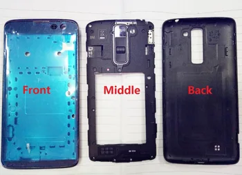For LG K7 X210 X210DS Front LCD Frame Chassis Middle Camera Lens Glass Bezel Frame Back Rear Battery Cover Case