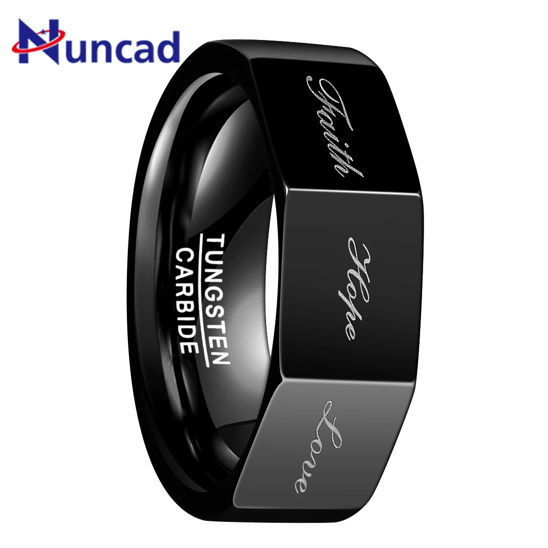 Black Color 8MM Wide Polished Three-sided Lettering Faith Hope Love Tungsten Steel Ring Men Carbide Party Ring
Black Color 8MM Wide Polished Three-sided Lettering Faith Hope Love Tungsten Steel Ring Men Carbide Party Ring
