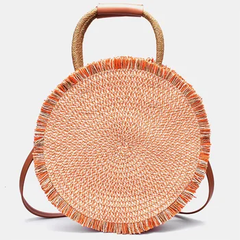 New color leather handle shoulder bag ins retro casual portable round straw bag hand-woven bag
New color leather handle shoulder bag ins retro casual portable round straw bag hand-woven bag