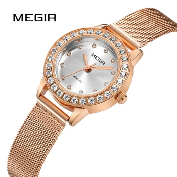 

MEGIR Women Watch Top Brand Current Ladies Watch Shine Diamond Waterproof Graceful Wristwatch Gold Luxury Clock Reloj Mujer