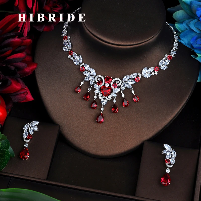 HIBRIDE Red Flower AAA Cubic Zircon Women Bridal Jewelry Sets Wedding Necklace Sets Accessories Bijoux Mariage Gift N-526
HIBRIDE Red Flower AAA Cubic Zircon Women Bridal Jewelry Sets Wedding Necklace Sets Accessories Bijoux Mariage Gift N-526