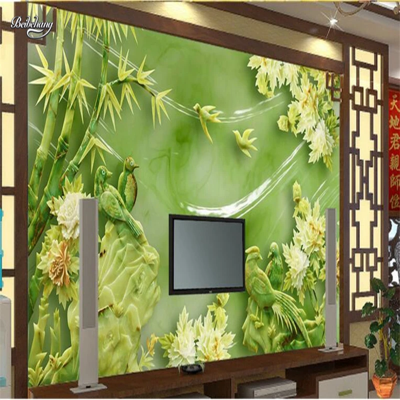 beibehang Jade carving green peony flowers wealthy TV backdrop custom large fresco nonwovens environmental wallpaper
beibehang Jade carving green peony flowers wealthy TV backdrop custom large fresco nonwovens environmental wallpaper
