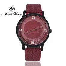 Nuevos relojes de madera para mujer Retro 2018 Casual FEIFAN marca Vintage cuero cuarzo reloj mujer moda Simple cara reloj de madera negro(China)