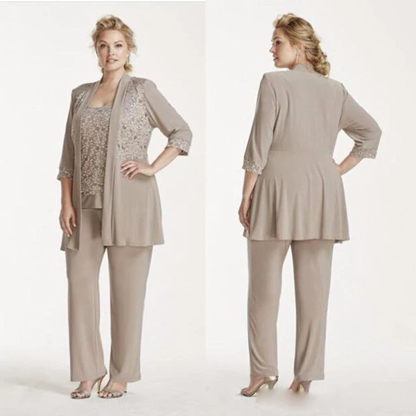 2018 Mother Of Bride/Groom Dress Pant Suits With Wrap Mocha Tunic Lace 3 Pieces Plus Size Wedding Party Guest Dress Formal Gowns
2018 Mother Of Bride/Groom Dress Pant Suits With Wrap Mocha Tunic Lace 3 Pieces Plus Size Wedding Party Guest Dress Formal Gowns