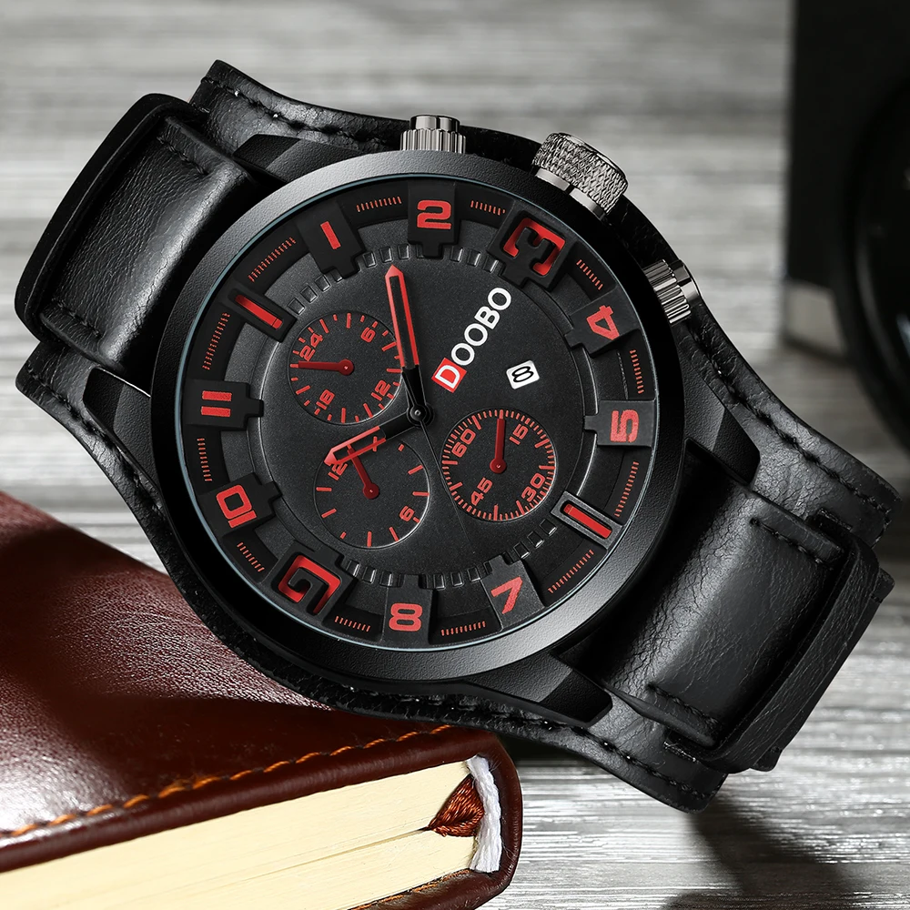 

Luxury Brand DOOBO Mens Watches Military Sports Men Watch Quartz Date Clock Casual Leather Wrist Watch Relogio Masculino 8225