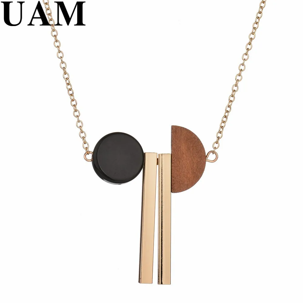 UAM Simple Trendy Brown Semi-Circular Wood Geometric Pendant Necklaces Copper Accessories Women Gold Color Collier
UAM Simple Trendy Brown Semi-Circular Wood Geometric Pendant Necklaces Copper Accessories Women Gold Color Collier