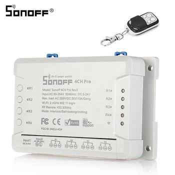 SONOFF 4CH Pro Rev2 WiFi Smart Switch Home 433MHz RF Light 4 Gang 3 Working Modes Inching Interlock With Alexa for Smart Home
SONOFF 4CH Pro Rev2 WiFi Smart Switch Home 433MHz RF Light 4 Gang 3 Working Modes Inching Interlock With Alexa for Smart Home