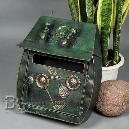 Садовый декор почтовый ящик для виллы зеленый Железный с муравьями