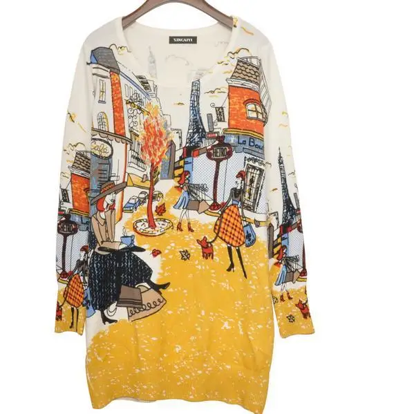 new spring women's print pullover sweater long design sweater dress plus size loose fashion
new spring women's print pullover sweater long design sweater dress plus size loose fashion