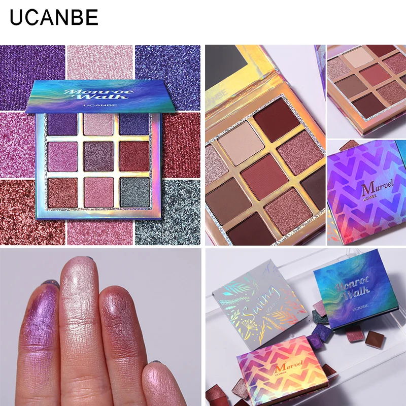 

UCANBE Brand Shimmer Matte Eyeshadow Makeup Palette Holographic Nude Glow Pigment Eye Shadow Long Lasting 9 Colors Cosmetic Set