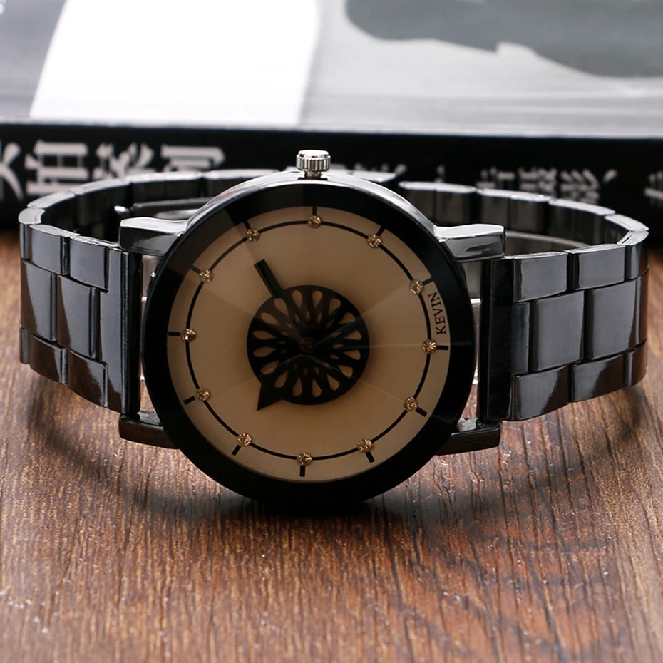 KEVIN Female Wristwatch Creative Double dials Simple Quartz Watch Bronze Stainless Steel Bracelets Women Clock for Parties (9)