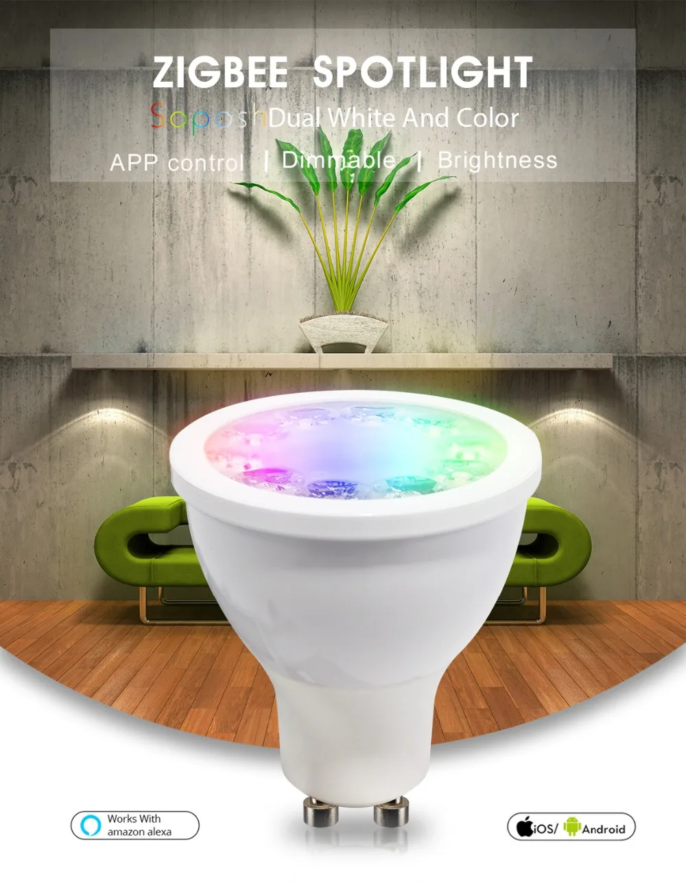 GLEDOPTO ZIGBEE ZLL 5W GU10 Soposh dual white and color LED spotlight AC100-240V work with ZIGBEE 3.0 and many gateways
GLEDOPTO ZIGBEE ZLL 5W GU10 Soposh dual white and color LED spotlight AC100-240V work with ZIGBEE 3.0 and many gateways