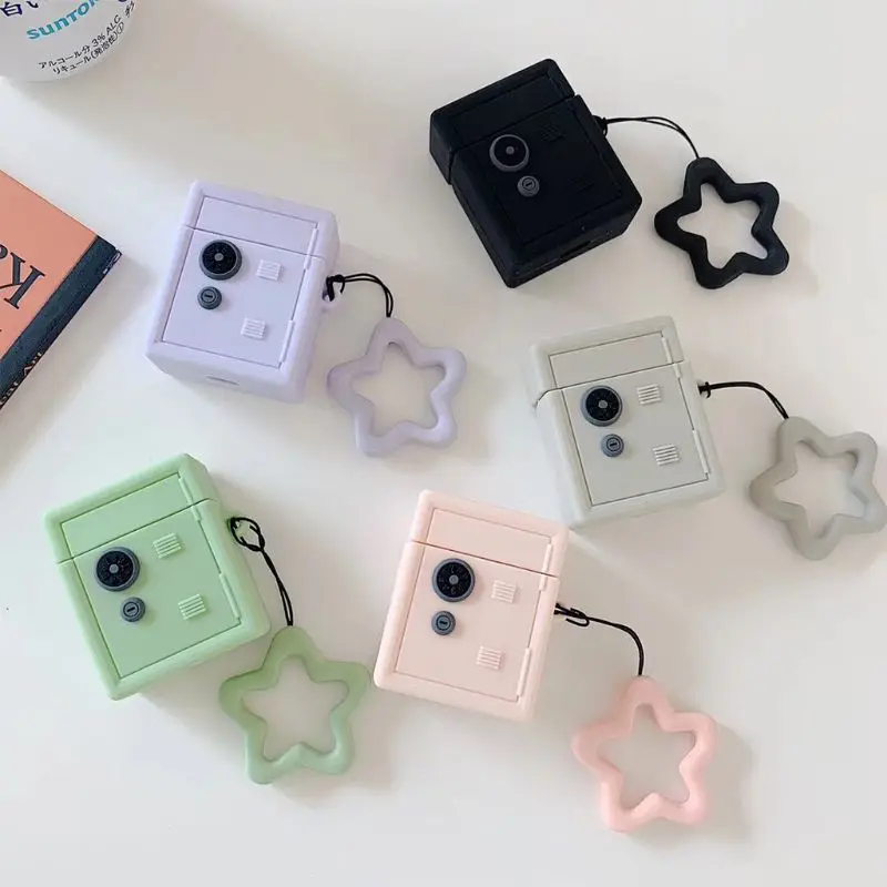 Unique Safe Box Pattern Soft Silicone Protective Cover Shockproof Case Skin Shell With Lanyard for Airpods 1/2 Charging Box
Unique Safe Box Pattern Soft Silicone Protective Cover Shockproof Case Skin Shell With Lanyard for Airpods 1/2 Charging Box