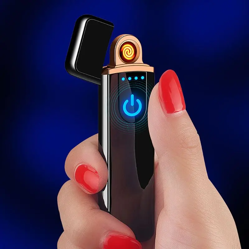 Mini USB Charging Sensor Touch Screen Electronic Tungsten Cigarette Lighter Flameless Rechargeable Windbreak