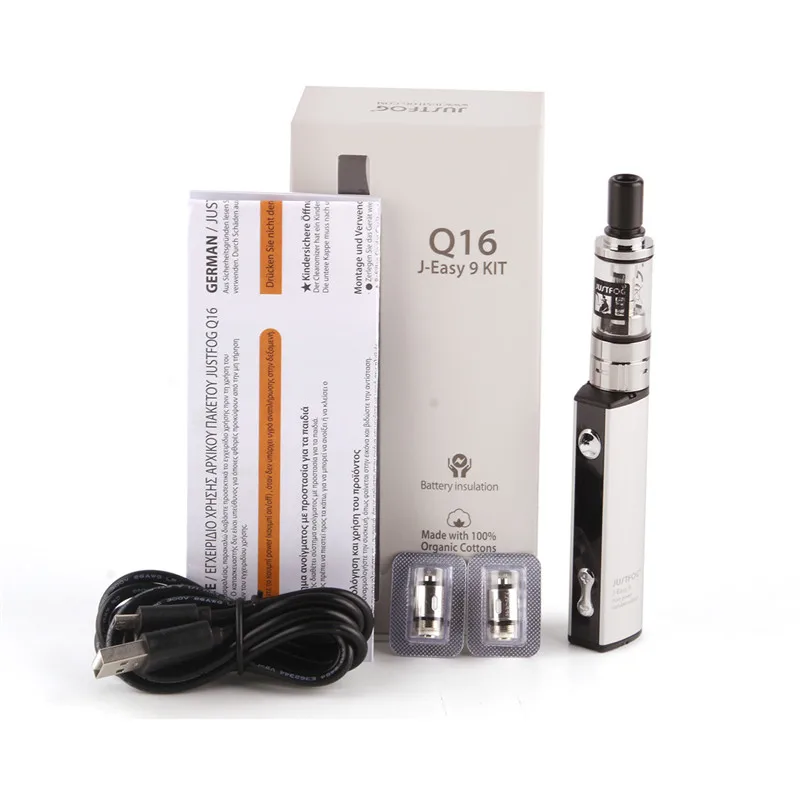 Latest Vaporizer JUSTFOG Q16C Kit Vape Pen with 900mAh battery 1.9ml Q16C Clearomizer 1.6ohm Coil Electronic Cigarette vape kit